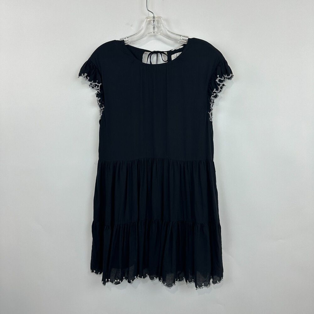 Aritzia Wilfred Sidonie Mini Dress Black XS Tiered Cottagecore Babydoll Ruffle